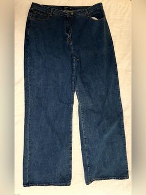 long tall sally Women's Dark Blue Wide-Leg Jeans